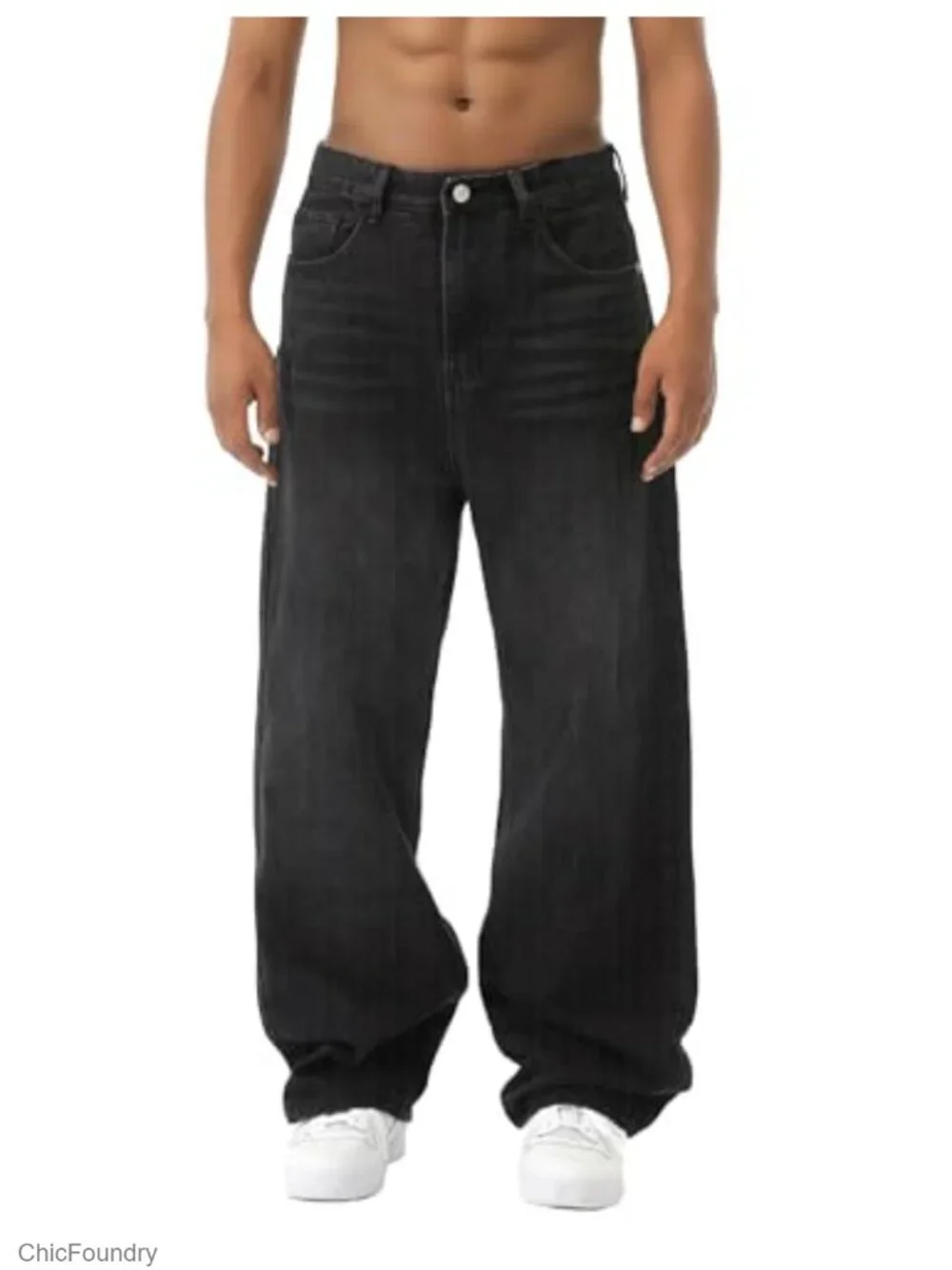 Y2K Baggy Wide Leg Cargo Jeans Men Streetwear Relaxed Fit